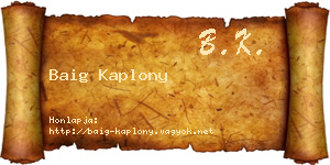 Baig Kaplony névjegykártya